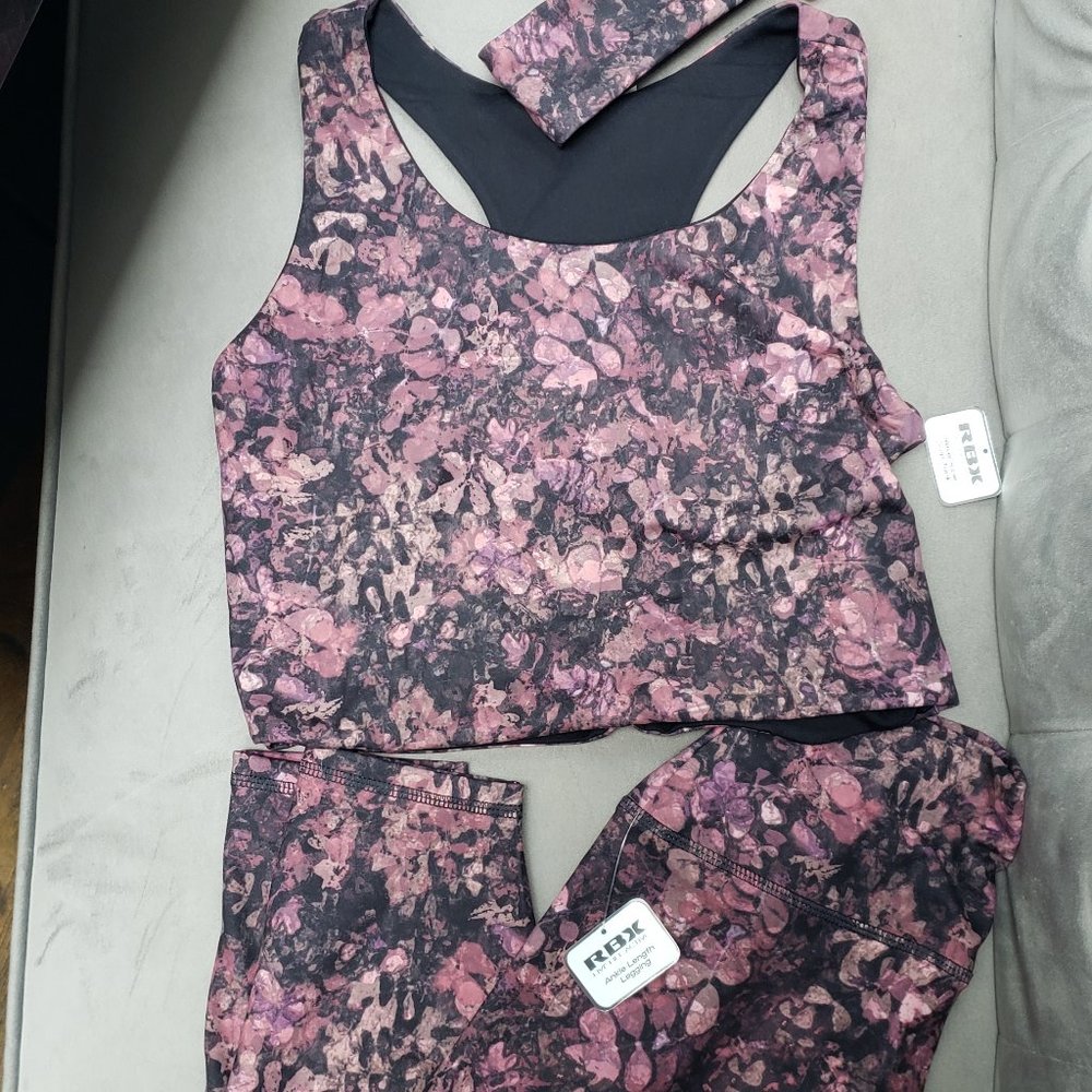 RBX 3 pc set   NWT  Size L  Color Pinks and black floral